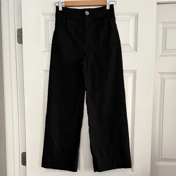 Maeve The Collette High Rise Cropped Wide Leg Pant Black 26 Anthropologie - Picture 2 of 16